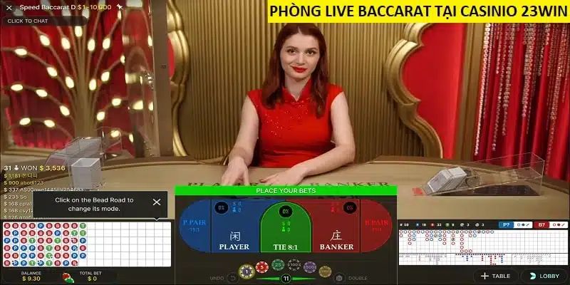 Baccarat tựa game đánh bài Casino 23Win được yêu thích